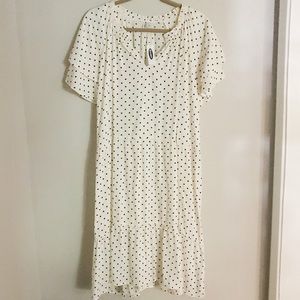 Old Navy White Polka Dot Fit and Flair Dress